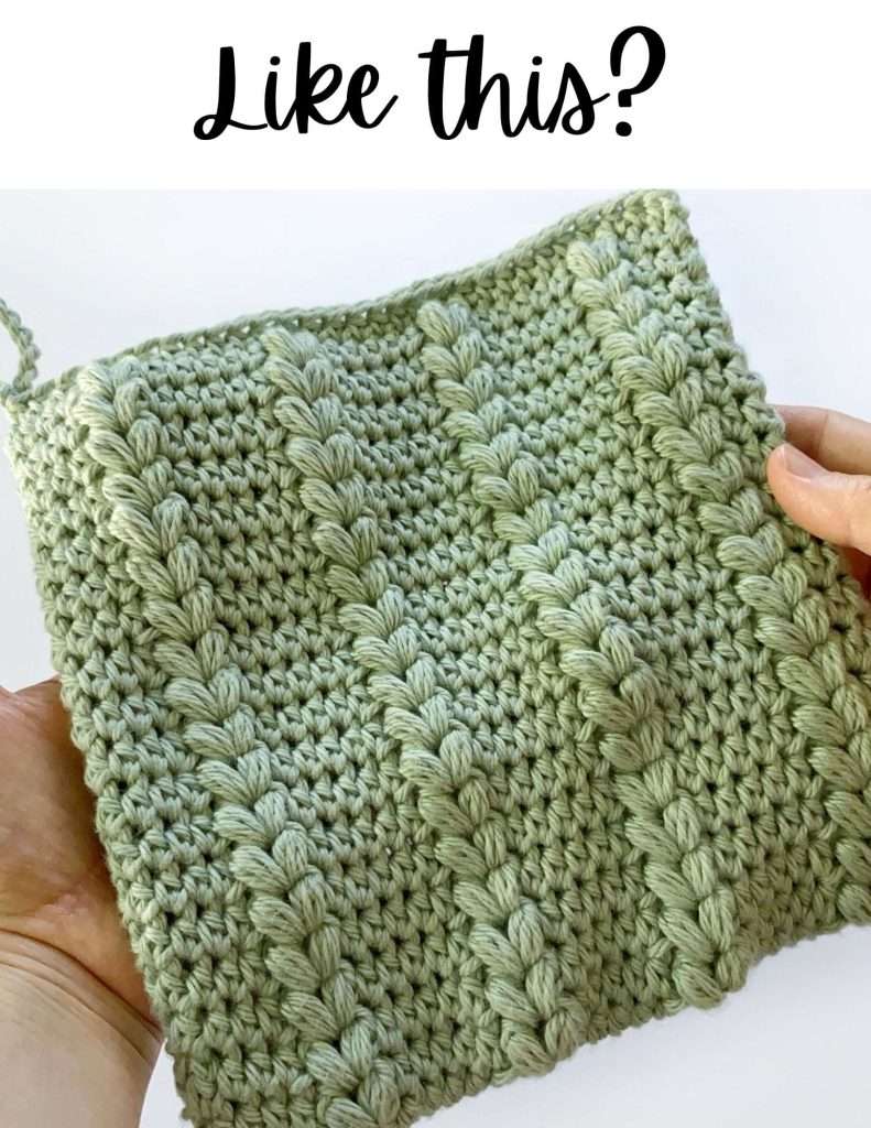 Puff Stitch Heart Design Crochet Potholder Pattern