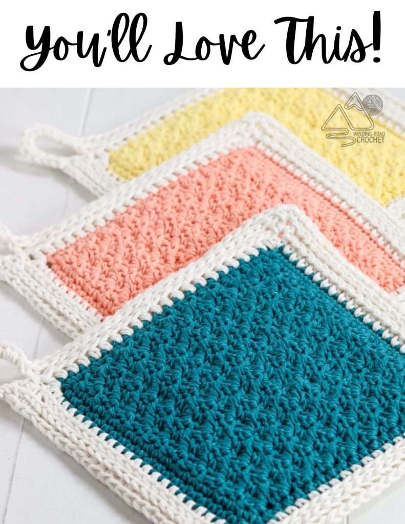 Textured Border Crochet Potholder by Winding Road Crochet