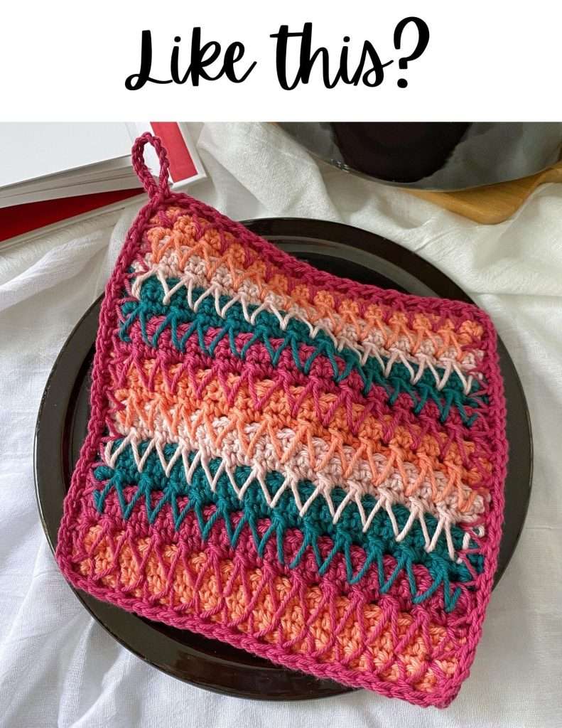 Zig Zag Stitch Striped Crochet Potholder Pattern