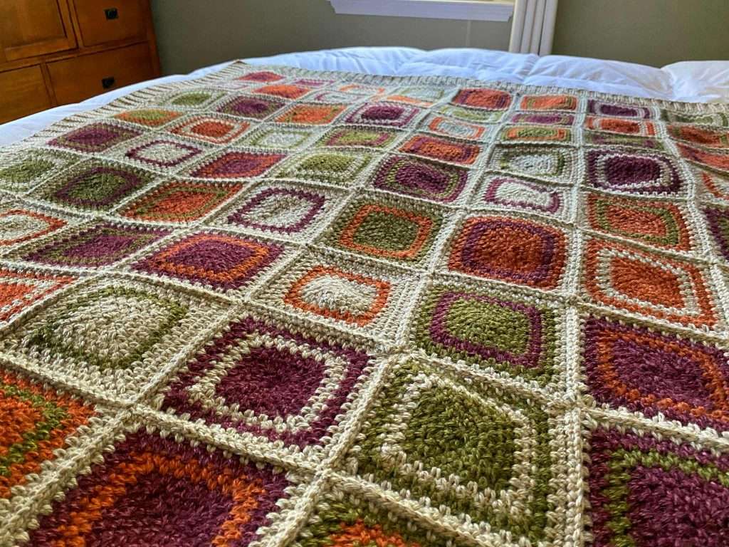 Moss Stitch Square Crochet Blanket with Heartland Yarn