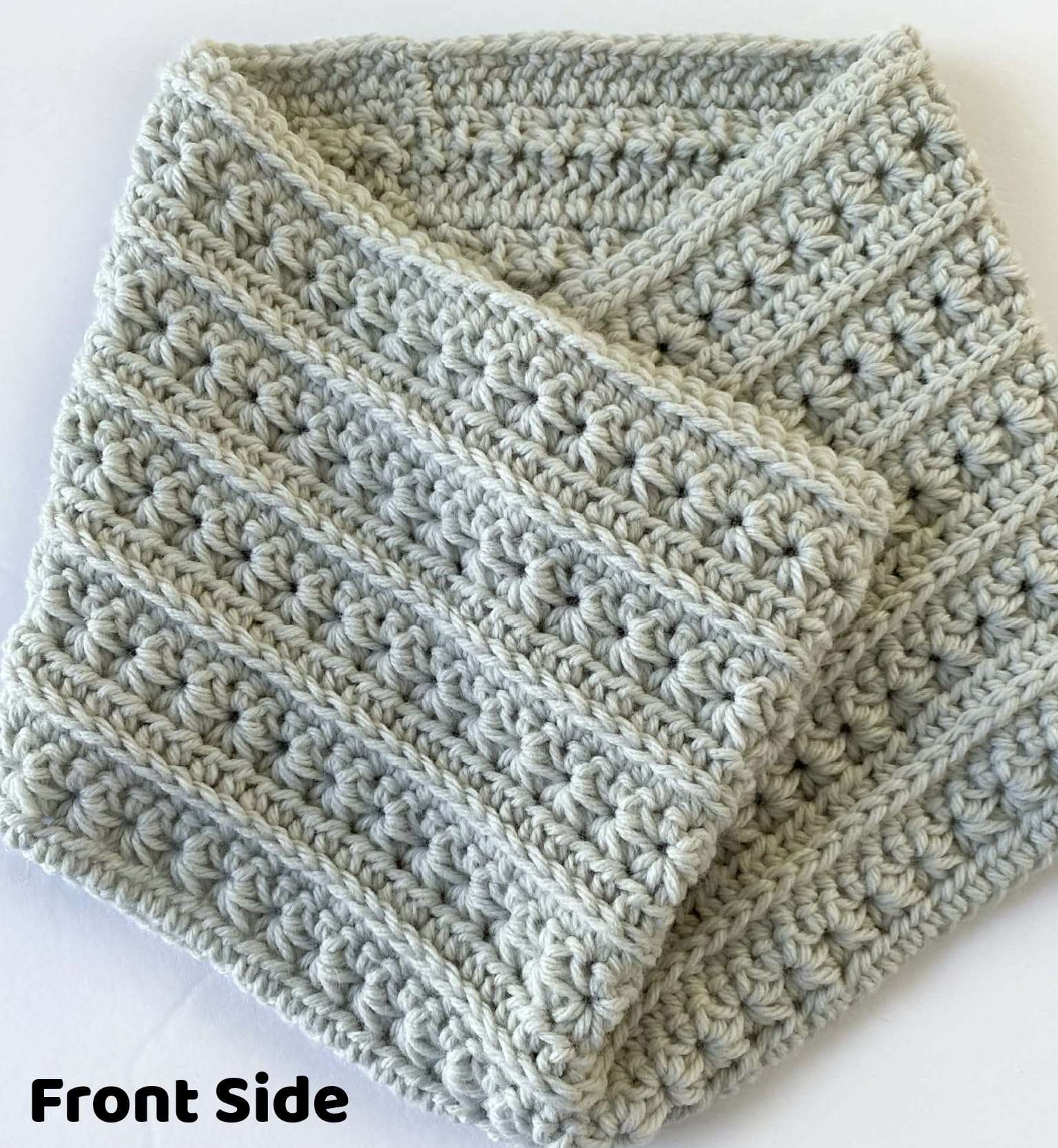 Star Stitch Textured Crochet Cowl Front Side