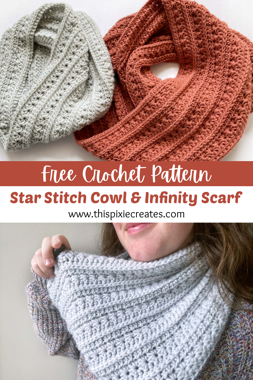 How to Crochet a Star Stitch Textured Cowl and Infinity Scarf