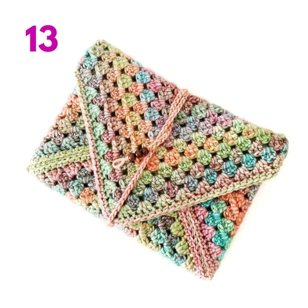 Granny Square Crochet Book Sleeve by Stitches by Faye