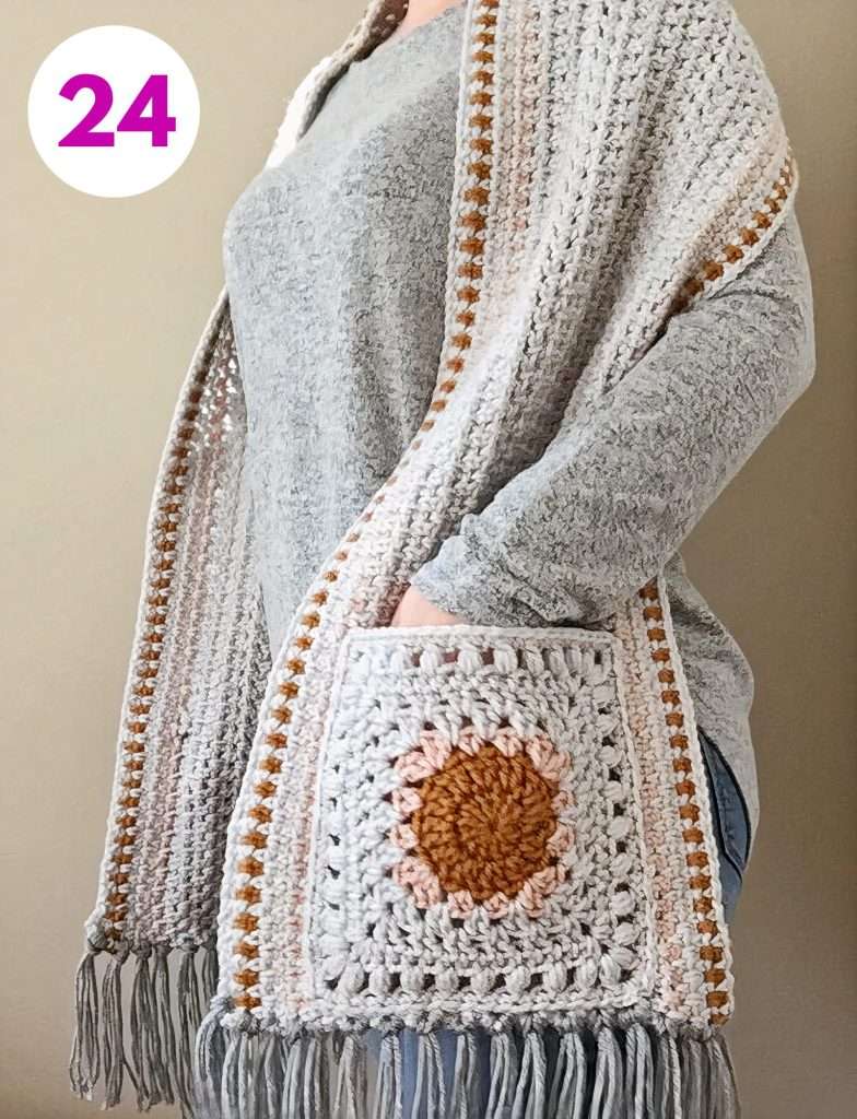 Granny Square Crochet Pocket Shawl Pattern