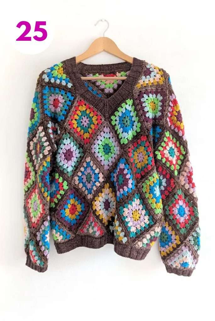 Granny Square Crochet Pullover Sweater by Zeens and Rogers
