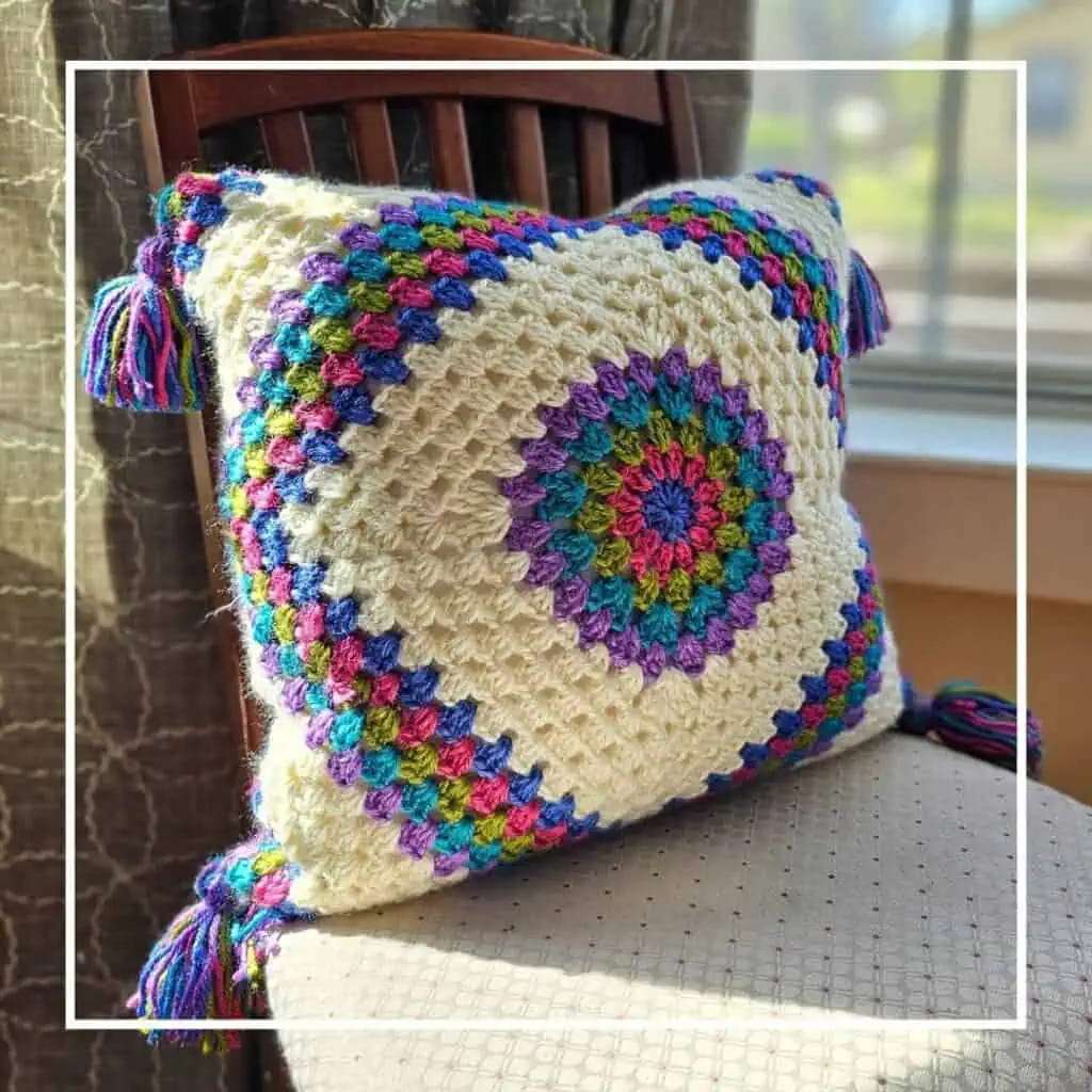 One Large Granny Square Becomes a Pillow Cover