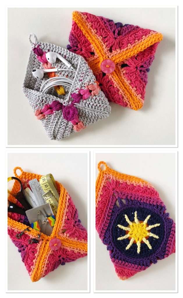 Crochet Granny Square Pouch for Trinkets
