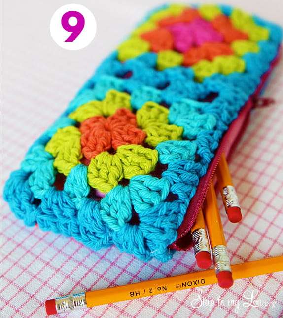 Crochet Zippered Granny Square Pouch or Pencil Case