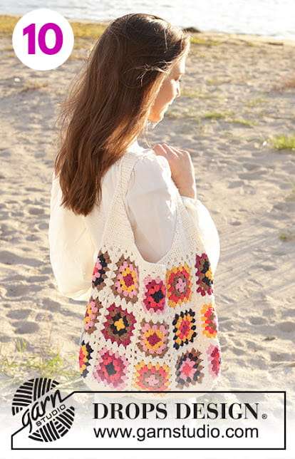 Crochet Granny Square Beach Tote Free Pattern