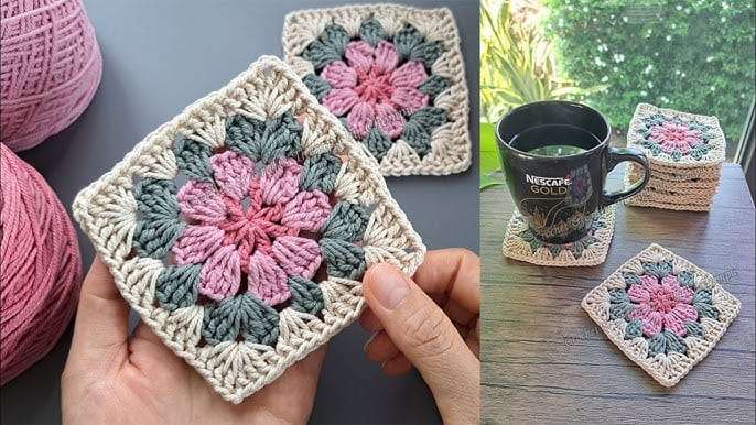 Granny Square Coaster Crochet Pattern by Crochet and Crafts Therapy by Chompu