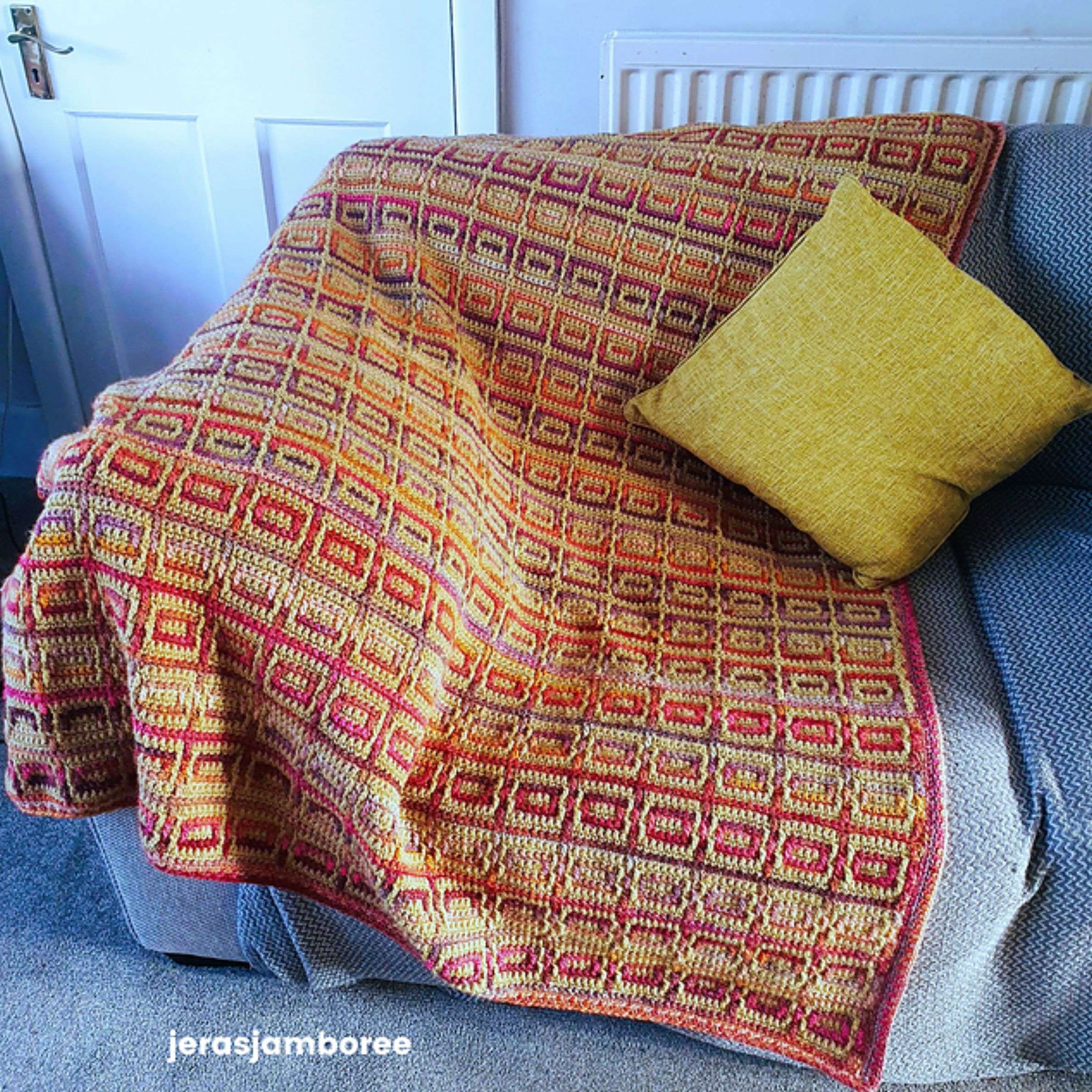 Amberlight Mosaic Fall Crochet Blanket Pattern by Jera's Jamboree