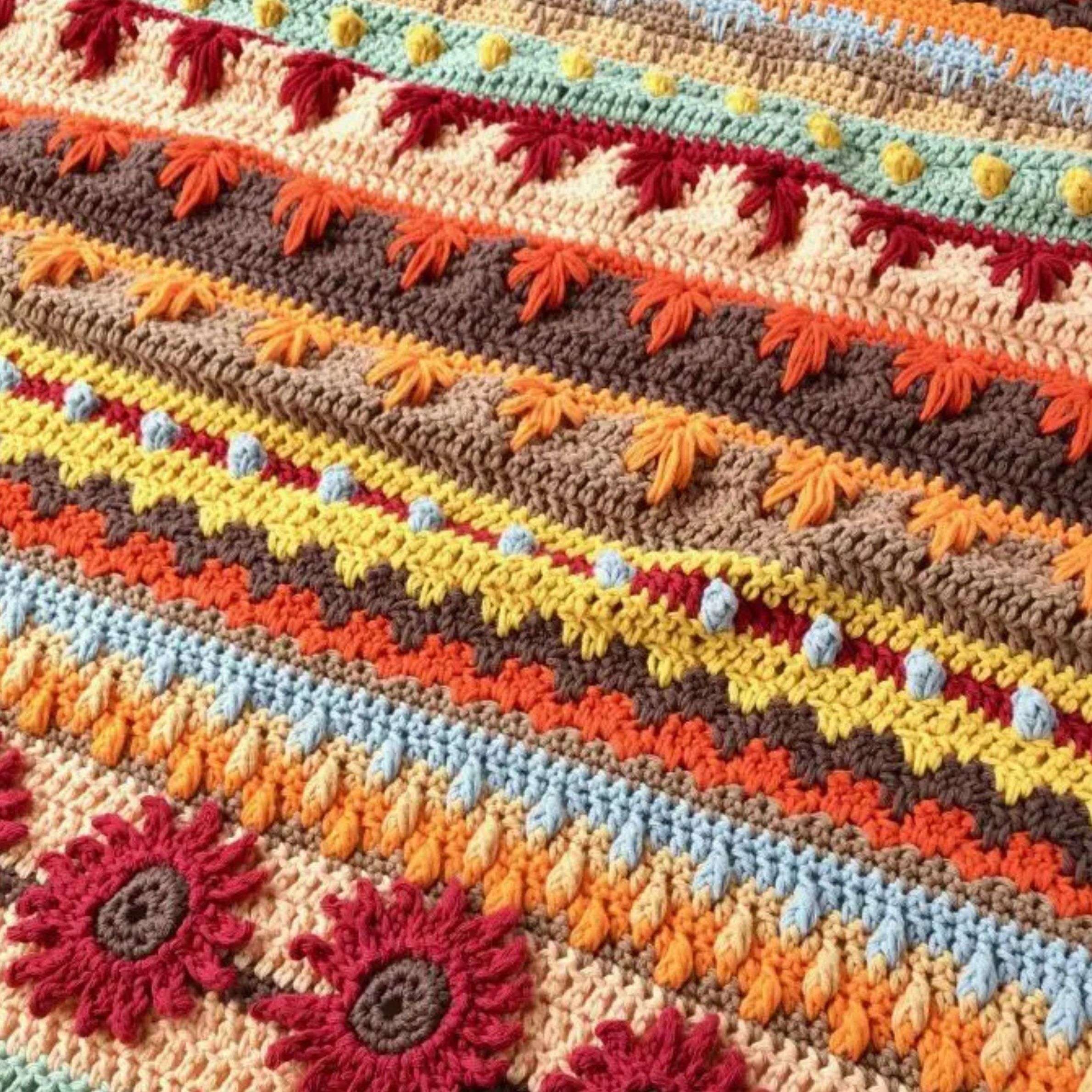Autumn Rhapsody Fall Crochet Blanket Patterns by Nana's Crafty Home