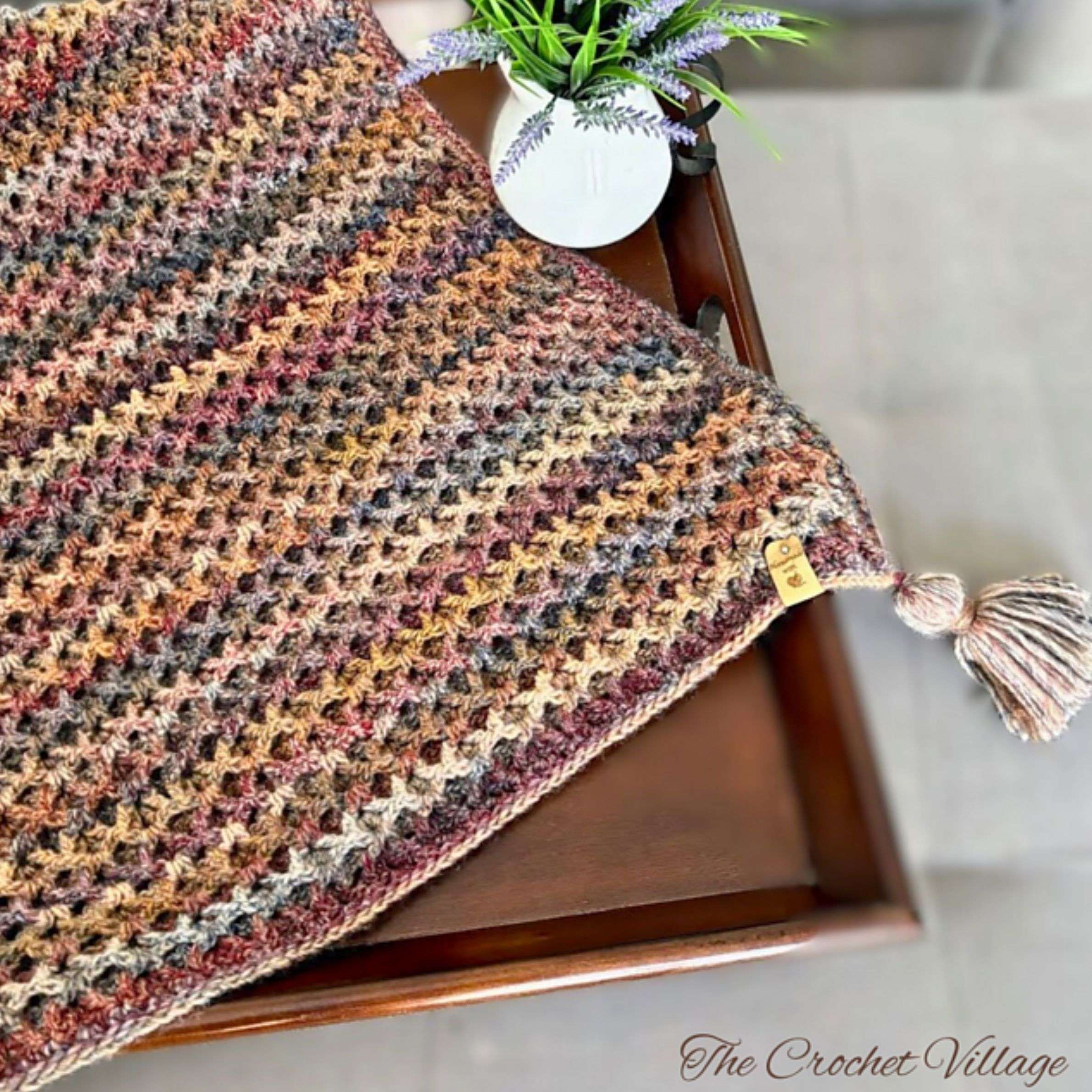 Chestnut Throw Cozy Fall Blanket Pattern by The Crochet Village