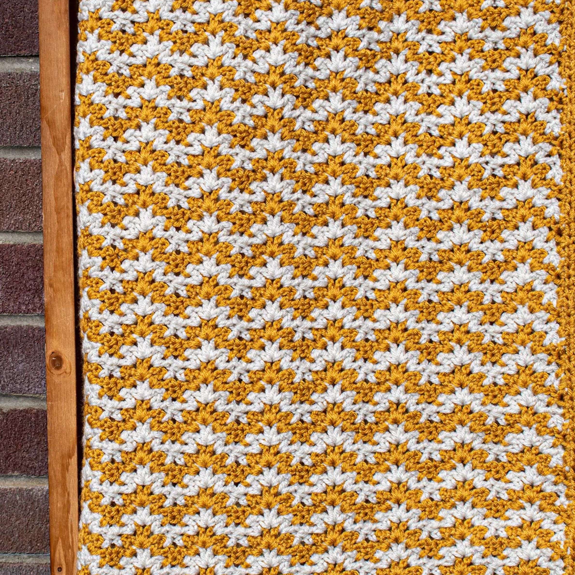 Mustard and Cream Zig Zag Textured Crochet Blanket by Sunflower Cottage Crochet