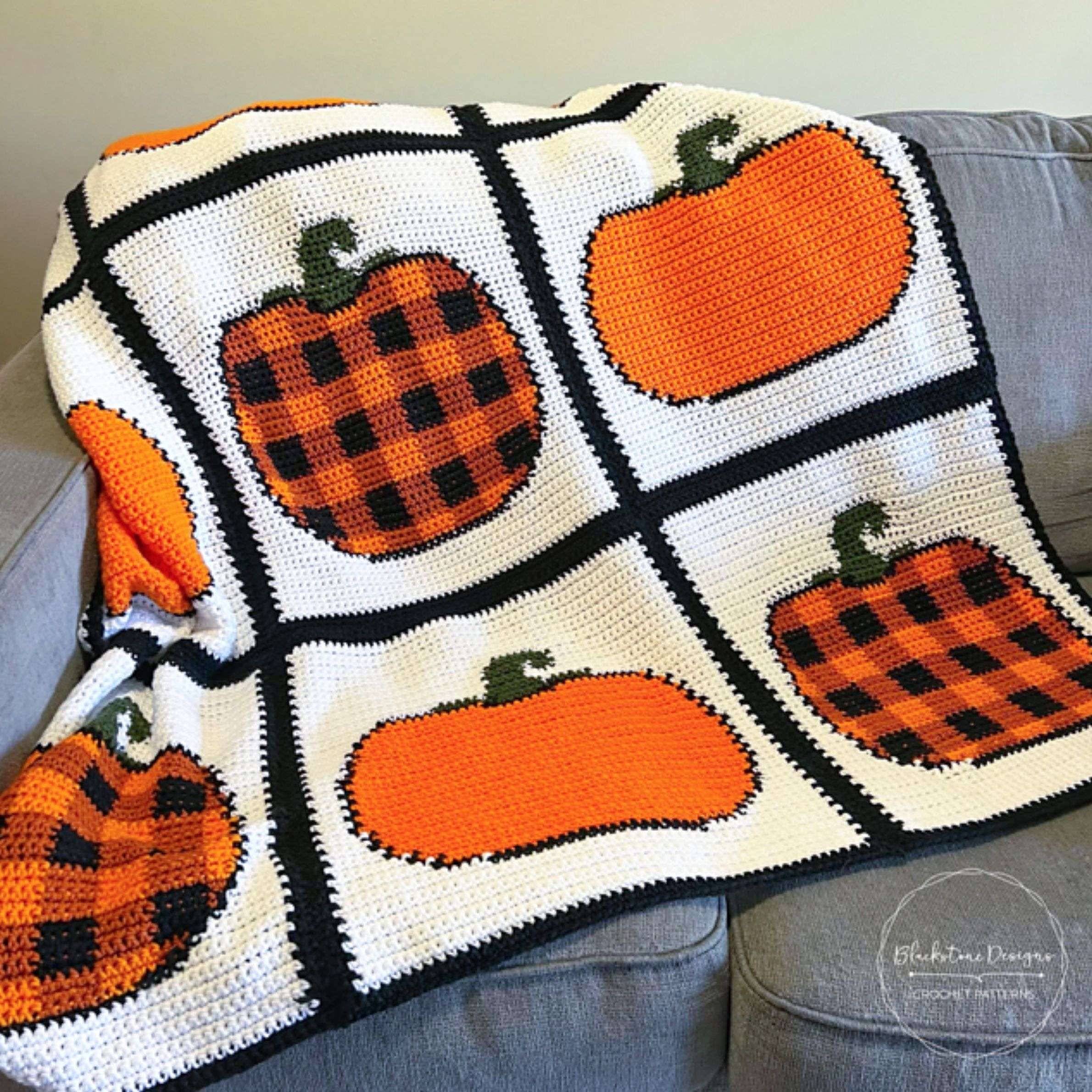 Pumpkin Patch Fall Crochet Blanket by Blackstone Designs