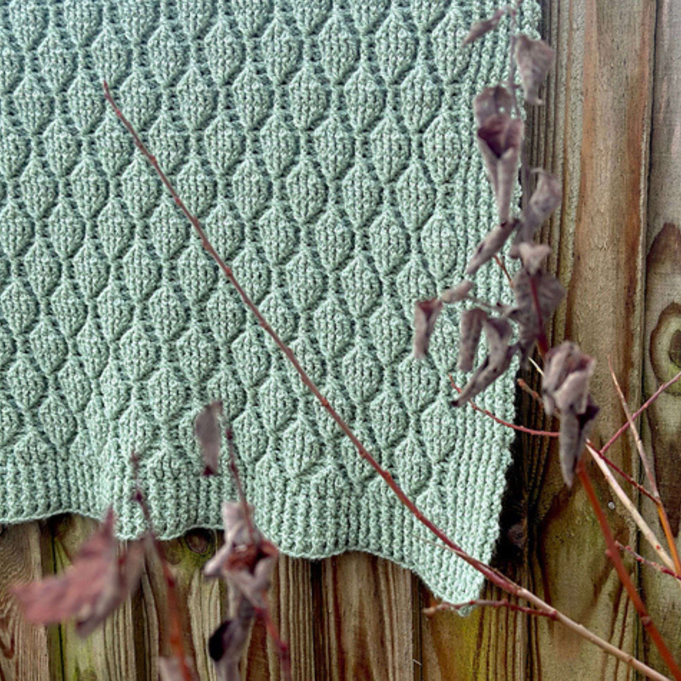 Textured Blanket with Trailing Leaves Free Crochet Blanket Pattern by Concrete Gems